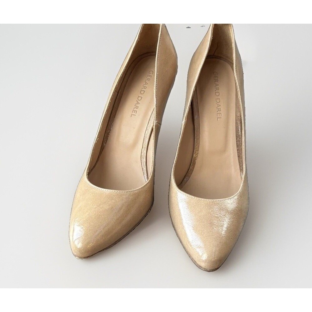 Gerard Darel Tan Leather Patent Heels Size 37 Pumps Shoes US 7